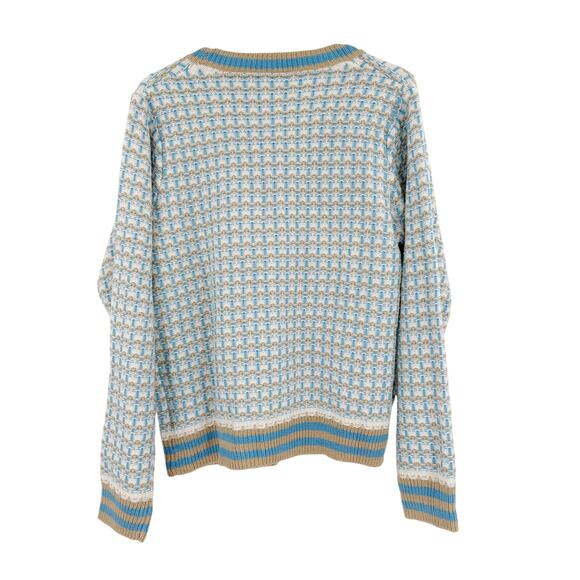 2/$30 SHEIN Cardigan Size XL Blue Cream Plaid Button Up Soft Thick - Picture 6 of 6